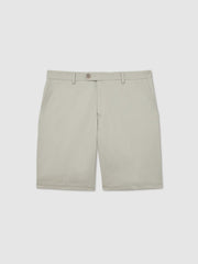 Men Cotton Chino Shorts With Stretch in Soft Sage