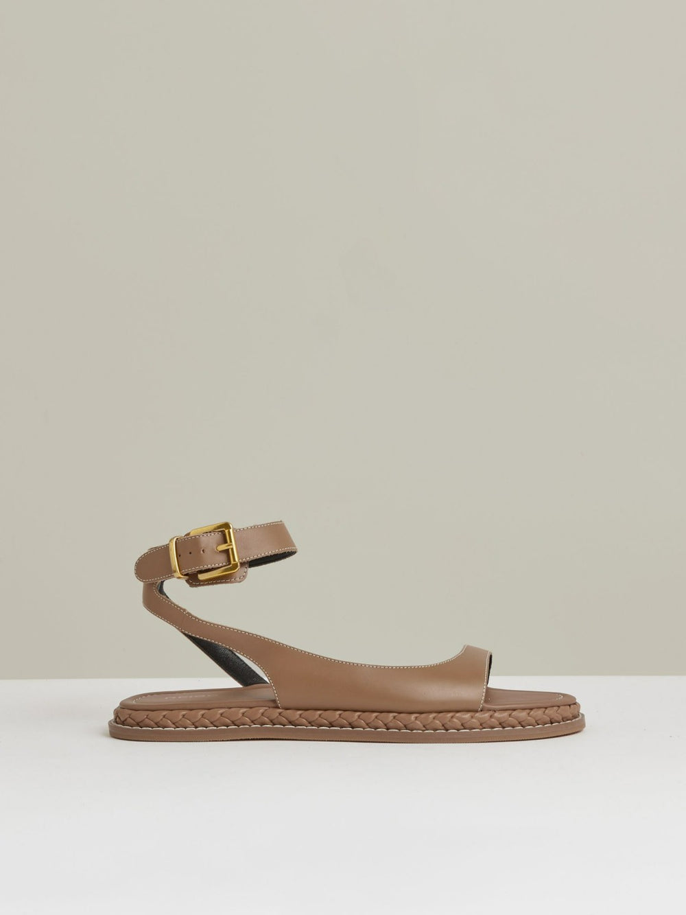 Women Leather Plait Detail Sandals in Tan