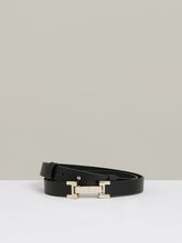 Women Leather Square Hinge Belt in Black