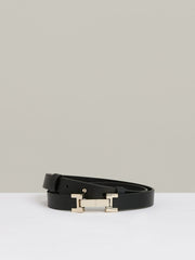 Women Leather Square Hinge Belt in Black