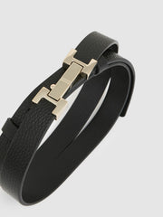 Women Leather Square Hinge Belt in Black