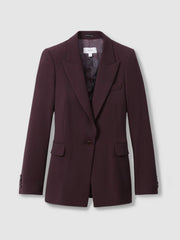 Women Tailored Single Breasted Suit Blazer in Berry
