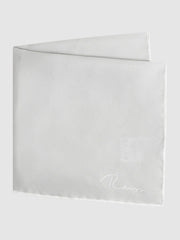 Men Plain Silk Pocket Square in Silver