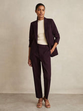 Women Slim Fit Suit Trousers in Berry