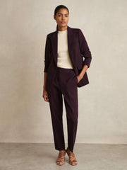 Women Slim Fit Suit Trousers in Berry