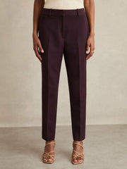 Women Slim Fit Suit Trousers in Berry