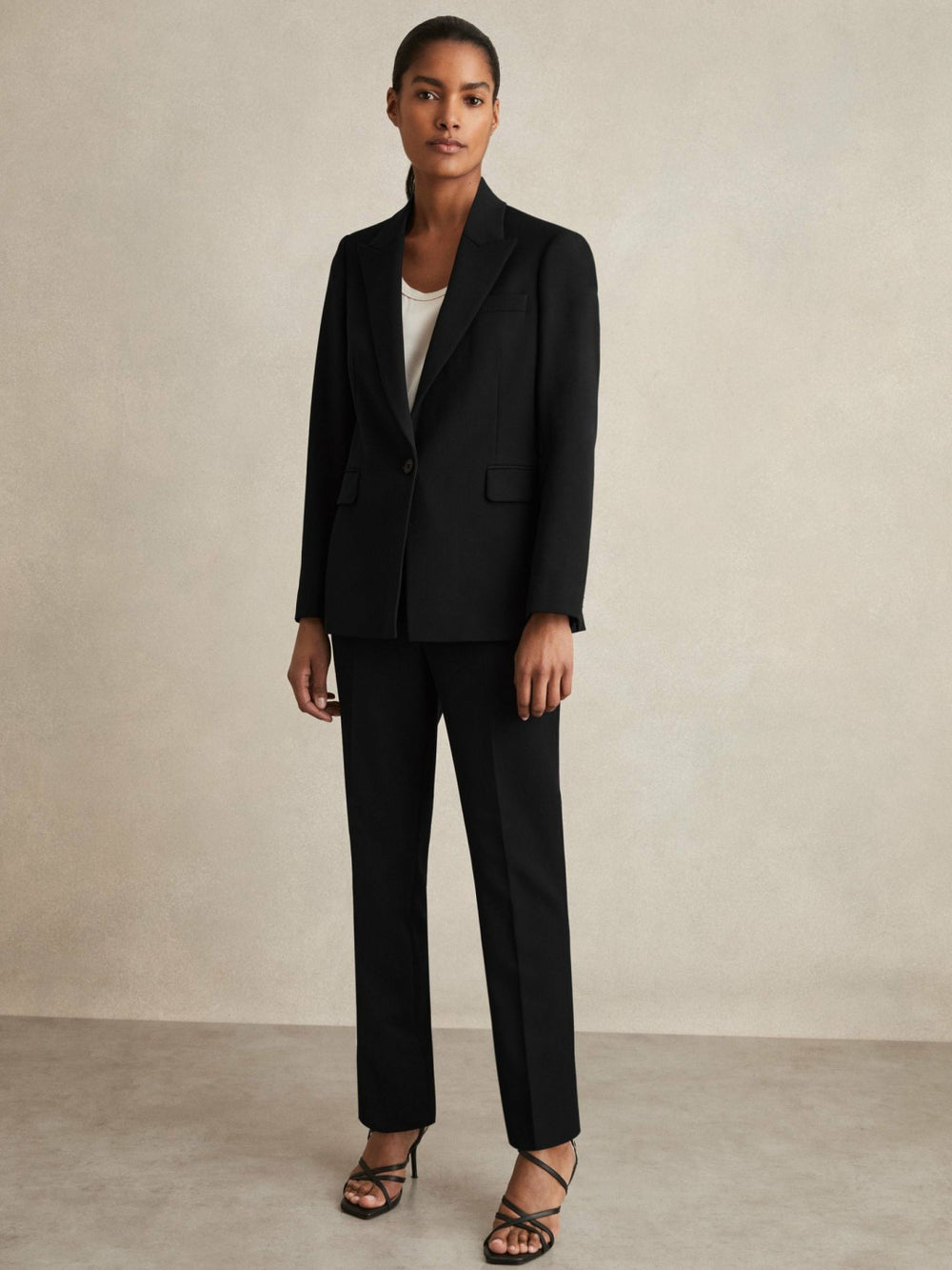 Women Slim Fit Suit Trousers in Black