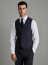 Men Modern Fit Wool Blend Waistcoat in Navy
