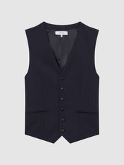 Men Modern Fit Wool Blend Waistcoat in Navy