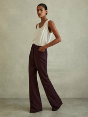 Women Flared Suit Trousers in Berry