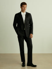 Men Double Breasted Tuxedo Slim Fit Jacket in Black