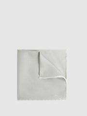 Men Polka Dot Silk Pocket Square in Silver