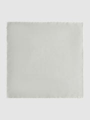 Men Polka Dot Silk Pocket Square in Silver