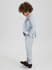 Children & Baby 9-13 yrs Slim Fit Linen Adjustable Trousers in Soft Blue