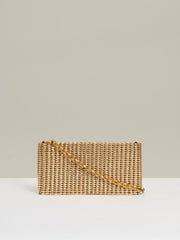Women Beaded Removable Strap Shoulder Bag in Gold