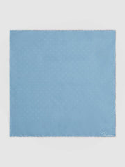 Men Polka Dot Silk Pocket Square in Blue