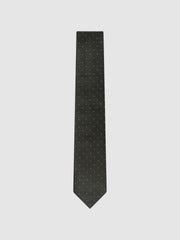 Men Polka Dot Silk Tie in Dark Green