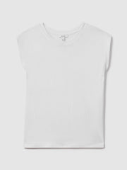 Women Cotton Capped Sleeve T-Shirt in White