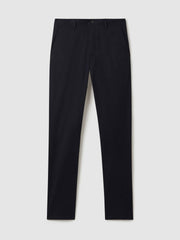 Men Slim Fit Washed Cotton Blend Chinos in Navy