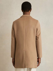 Men Wool Blend Single Breasted Epsom Overcoat in Camel