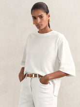 Women Oversized Cotton Crew Neck T-Shirt in White