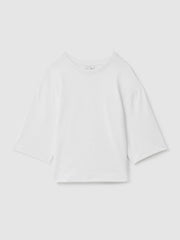 Women Oversized Cotton Crew Neck T-Shirt in White