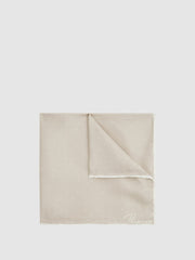 Men Polka Dot Silk Pocket Square in Stone