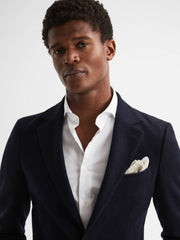 Men Polka Dot Silk Pocket Square in Stone