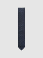 Men Polka Dot Silk Tie in Navy