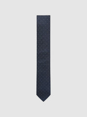 Men Polka Dot Silk Tie in Navy
