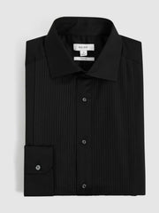 Men Slim Fit Cotton Dinner Shirt in Black