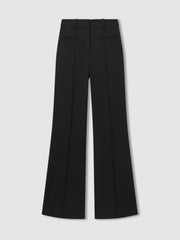 Women Petite High Rise Flared Trousers in Black
