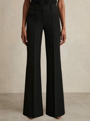 Women High Rise Flared Trousers in Black