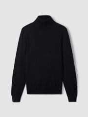 Men Slim Fit Merino Wool Roll Neck Jumper in Navy