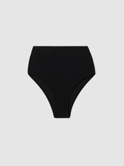 Women High Rise Bikini Bottoms in Black