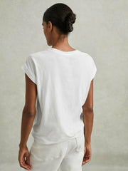 Women Cotton-Jersey Crew Neck T-Shirt in White