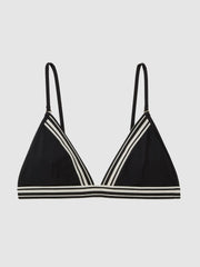 Women Triangle Colourblock Bikini Top in Black