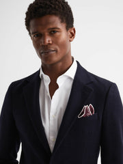 Men Polka Dot Silk Pocket Square in Burgundy