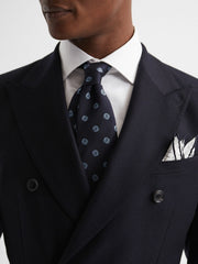 Men Polka Dot Silk Pocket Square in White