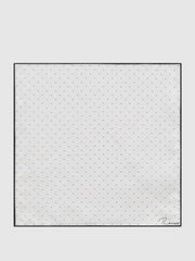 Men Polka Dot Silk Pocket Square in White