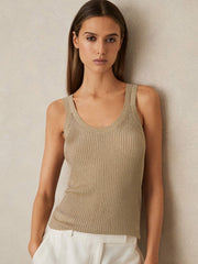 Women Metallic Vest Top in Gold