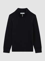 Children & Baby 4-9 yrs Merino Wool Zip-Neck Jumper in Navy