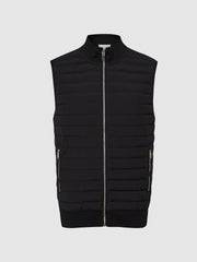 Men Hybrid Quilted Gilet in Black