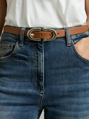 Women Horseshoe Belt in Tan