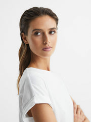 Women Cotton-Jersey Crew Neck T-Shirt in White
