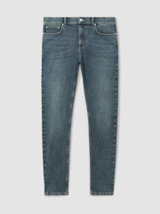 Men Skinny-Fit Jeans in Washed Indigo Grey Cast