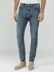 Men Skinny-Fit Jeans in Washed Indigo Grey Cast