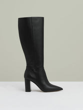 Women Block Heel Knee High Boots in Black