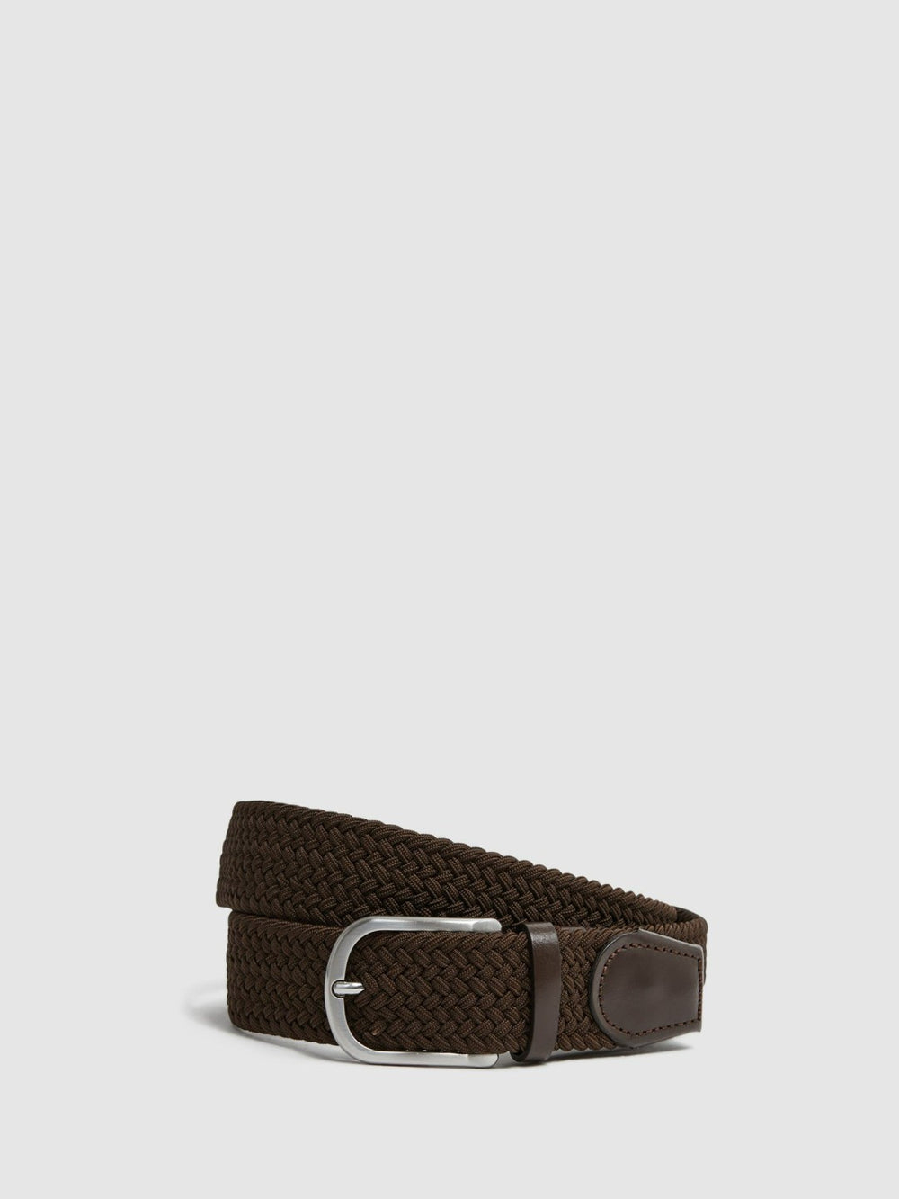 Men Woven Belt in Dark Brown