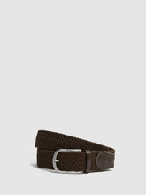 Men Woven Belt in Dark Brown